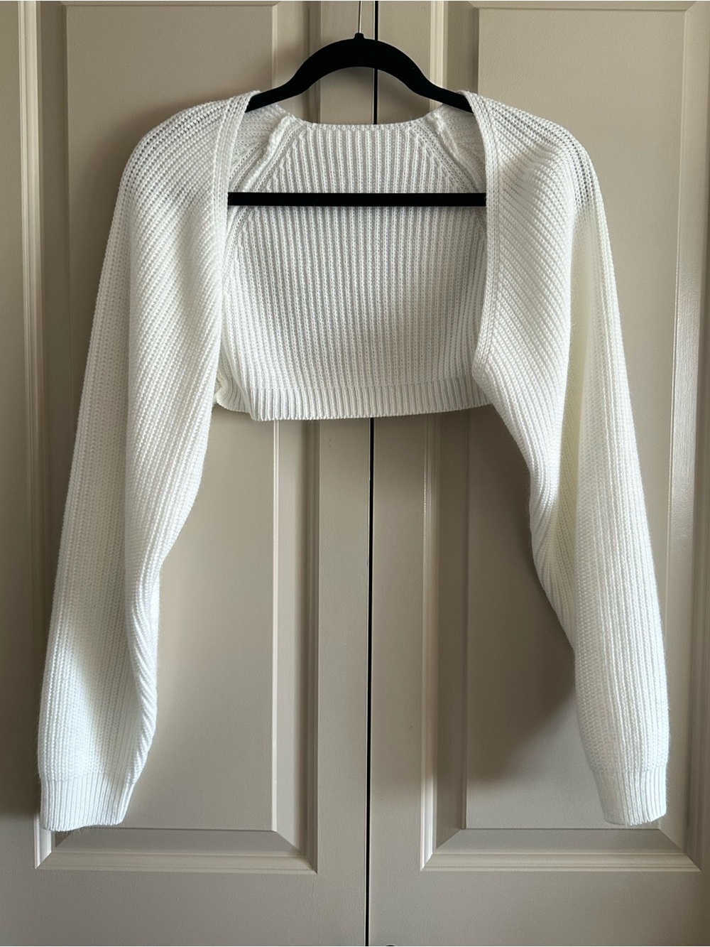 White Knit Cropped Shrug